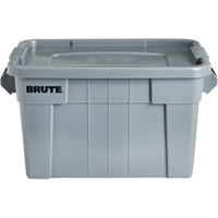 Brute Storage Tote with Lid, 27.88” D x 17.38” W x 15.13” H, 160 lbs. Capacity, Grey CF682 | Nassau Supply