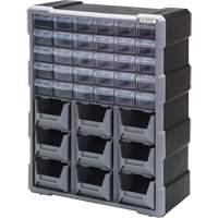 Drawer Cabinet, Plastic, 39 Drawers, 15" x 6-1/4" x 18-3/4", Black CG066 | Nassau Supply