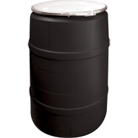 Barils en poly&eacute;thyl&egrave;ne, 55 gal. US (45 gal. imp.), Dessus ouvert, Noir Nassau Supply
