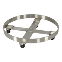 Drum Dollies, Stainless Steel, 800 lbs. Capacity, 23-1/4" Diameter, Rubber Casters Nassau Supply