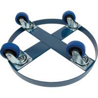 Drum Dolly, Steel, 1400 lbs. Capacity, 24" Diameter, Blue Elastic Casters Nassau Supply