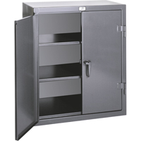 Armoires de rangement hauteur comptoir, Acier, 2 Tablettes, 36" h x 24" la x 20" P, Gris Nassau Supply