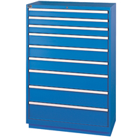 Armoires de rangement avec tiroirs, 9 tiroirs, 40-1/4" la x 22-1/2" p x 59-1/2" h, Bleu brillant Nassau Supply