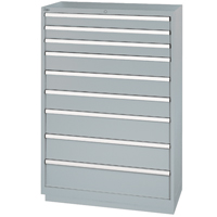 Armoires de rangement avec tiroirs, 9 tiroirs, 40-1/4" la x 22-1/2" p x 59-1/2" h, Gris Nassau Supply