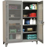 Heavy-Duty Ventilated Storage Cabinets, 4 Shelves, 72" H x 36" W x 24" D, Steel, Grey FI329 | Nassau Supply