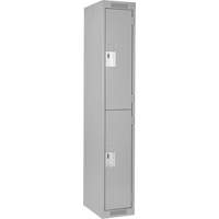 Clean Line Lockers, 2 -tier, 12" x 18" x 72", Steel, Grey, Rivet (Assembled) Nassau Supply