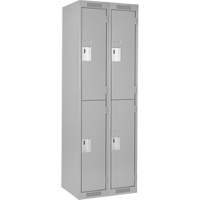 Clean Line Lockers, 2 -tier, Bank of 2, 24" x 18" x 72", Steel, Grey, Rivet (Assembled) Nassau Supply