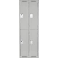 Clean Line Lockers, 2 -tier, Bank of 2, 24" x 18" x 72", Steel, Grey, Rivet (Assembled) Nassau Supply