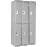 Casiers Clean Line, 2 niveaux, Bloc de 3, 36" x 18" x 72", Acier, Gris, Rivet (assembl&eacute;) Nassau Supply