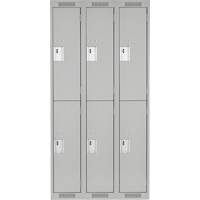 Casiers Clean Line, 2 niveaux, Bloc de 3, 36" x 18" x 72", Acier, Gris, Rivet (assembl&eacute;) Nassau Supply