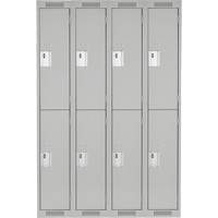 Clean Line Lockers, 2 -tier, Bank of 4, 48" x 18" x 72", Steel, Grey, Rivet (Assembled) Nassau Supply