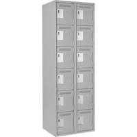Clean Line Lockerettes, 6 -tier, Bank of 2, 24" x 18" x 72", Steel, Grey, Rivet (Assembled) Nassau Supply