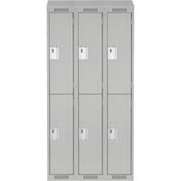 Clean Line Lockers, 2 -tier, Bank of 3, 36" x 18" x 78", Steel, Grey, Rivet (Assembled) Nassau Supply