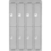 Clean Line Lockers, 2 -tier, Bank of 4, 48" x 18" x 78", Steel, Grey, Rivet (Assembled) Nassau Supply