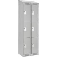 Casiers Clean Line, 3 niveaux, Bloc de 2, 24" x 18" x 78", Acier, Gris, Rivet (assembl&eacute;) Nassau Supply