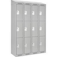 Clean Line Lockers, 3 -tier, Bank of 4, 48" x 18" x 78", Steel, Grey, Rivet (Assembled) Nassau Supply