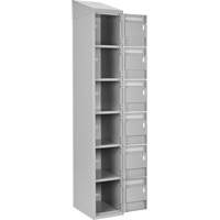 Clean Line Lockerette , 6 -tier, Bank of 4, 48" x 18" x 78", Steel, Grey, Rivet (Assembled) Nassau Supply