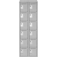 Clean Line Lockerette , 6 -tier, Bank of 2, 24" x 18" x 78", Steel, Grey, Rivet (Assembled) Nassau Supply