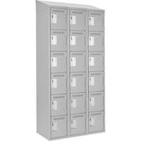 Clean Line Lockerette , 6 -tier, Bank of 3, 36" x 18" x 78", Steel, Grey, Rivet (Assembled) Nassau Supply