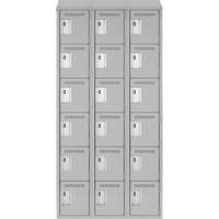 Clean Line Lockerette , 6 -tier, Bank of 3, 36" x 18" x 78", Steel, Grey, Rivet (Assembled) Nassau Supply