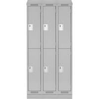 Clean Line Lockers, 2 -tier, Bank of 3, 36" x 18" x 82", Steel, Grey, Rivet (Assembled) Nassau Supply