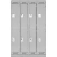 Clean Line Lockers, 2 -tier, Bank of 4, 48" x 18" x 82", Steel, Grey, Rivet (Assembled) Nassau Supply