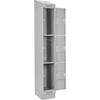 Clean Line Lockers, 3 -tier, Bank of 4, 48" x 18" x 82", Steel, Grey, Rivet (Assembled) Nassau Supply