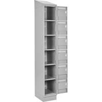 Clean Line Lockerette, 6 -tier, Bank of 4, 48" x 18" x 82", Steel, Grey, Rivet (Assembled) Nassau Supply