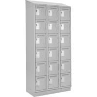 Clean Line Lockerette, 6 -tier, Bank of 3, 36" x 18" x 82", Steel, Grey, Rivet (Assembled) Nassau Supply
