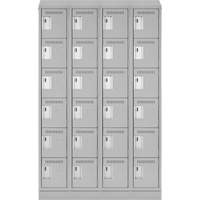 Clean Line Lockerette, 6 -tier, Bank of 4, 48" x 18" x 82", Steel, Grey, Rivet (Assembled) Nassau Supply