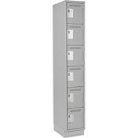 Clean Line Lockerette, 6 -tier, 12" x 18" x 76", Steel, Grey, Rivet (Assembled) Nassau Supply