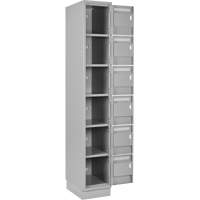 Clean Line Lockerette, 6 -tier, Bank of 4, 48" x 18" x 76", Steel, Grey, Rivet (Assembled) Nassau Supply