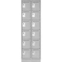 Clean Line Lockerette, 6 -tier, Bank of 2, 24" x 18" x 76", Steel, Grey, Rivet (Assembled) Nassau Supply