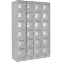Clean Line Lockerette, 6 -tier, Bank of 4, 48" x 18" x 76", Steel, Grey, Rivet (Assembled) Nassau Supply