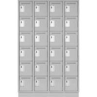 Clean Line Lockerette, 6 -tier, Bank of 4, 48" x 18" x 76", Steel, Grey, Rivet (Assembled) Nassau Supply