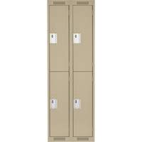 Clean Line Lockers, 2 -tier, Bank of 2, 24" x 18" x 72", Steel, Beige, Rivet (Assembled) Nassau Supply