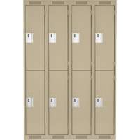 Clean Line Lockers, 2 -tier, Bank of 4, 48" x 18" x 72", Steel, Beige, Rivet (Assembled) Nassau Supply