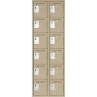 Clean Line Lockerette, 6 -tier, Bank of 2, 24" x 18" x 72", Steel, Beige, Rivet (Assembled) Nassau Supply