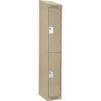 Clean Line Lockers, 2 -tier, 12" x 18" x 78", Steel, Beige, Rivet (Assembled) Nassau Supply