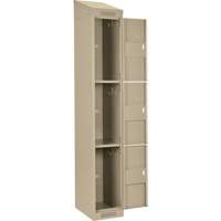 Clean Line Lockers, 3 -tier, Bank of 4, 48" x 18" x 78", Steel, Beige, Rivet (Assembled) Nassau Supply