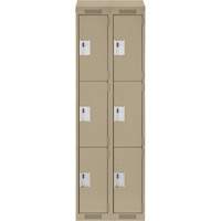 Casiers Clean Line, 3 niveaux, Bloc de 2, 24" x 18" x 78", Acier, Beige, Rivet (assembl&eacute;) Nassau Supply