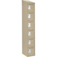 Petits casiers Clean Line, 6 niveaux, 12" x 18" x 78", Acier, Beige, Rivet (assembl&eacute;) Nassau Supply