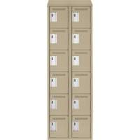 Clean Line Lockerette, 6 -tier, Bank of 2, 24" x 18" x 78", Steel, Beige, Rivet (Assembled) Nassau Supply