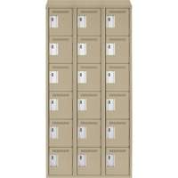 Clean Line Lockerette, 6 -tier, Bank of 3, 36" x 18" x 78", Steel, Beige, Rivet (Assembled) Nassau Supply