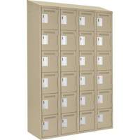 Clean Line Lockerette, 6 -tier, Bank of 4, 48" x 18" x 78", Steel, Beige, Rivet (Assembled) Nassau Supply