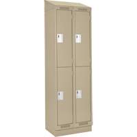 Clean Line Lockers, 2 -tier, Bank of 2, 24" x 18" x 82", Steel, Beige, Rivet (Assembled) Nassau Supply