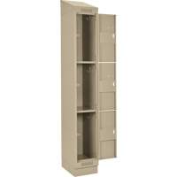 Clean Line Lockers, 3 -tier, Bank of 4, 48" x 18" x 82", Steel, Beige, Rivet (Assembled) Nassau Supply