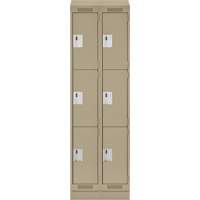 Clean Line Lockers, 3 -tier, Bank of 2, 24" x 18" x 82", Steel, Beige, Rivet (Assembled) Nassau Supply