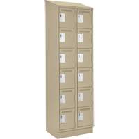 Clean Line Lockerette , 6 -tier, Bank of 2, 24" x 18" x 82", Steel, Beige, Rivet (Assembled) Nassau Supply