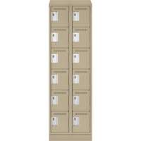 Clean Line Lockerette , 6 -tier, Bank of 2, 24" x 18" x 82", Steel, Beige, Rivet (Assembled) Nassau Supply